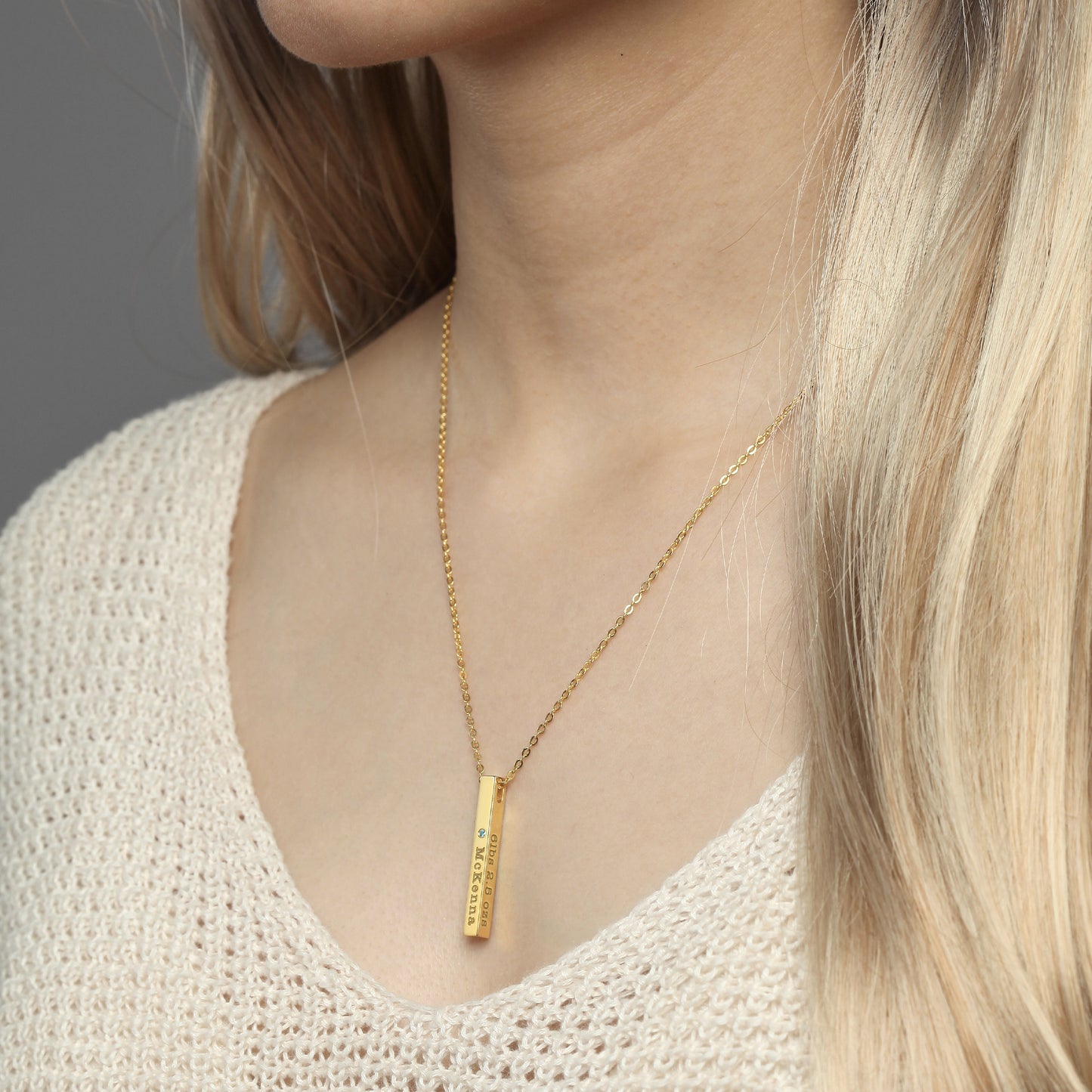 New Mom Necklace, Baby Stats Necklace With Birthstone, New Mom Gift