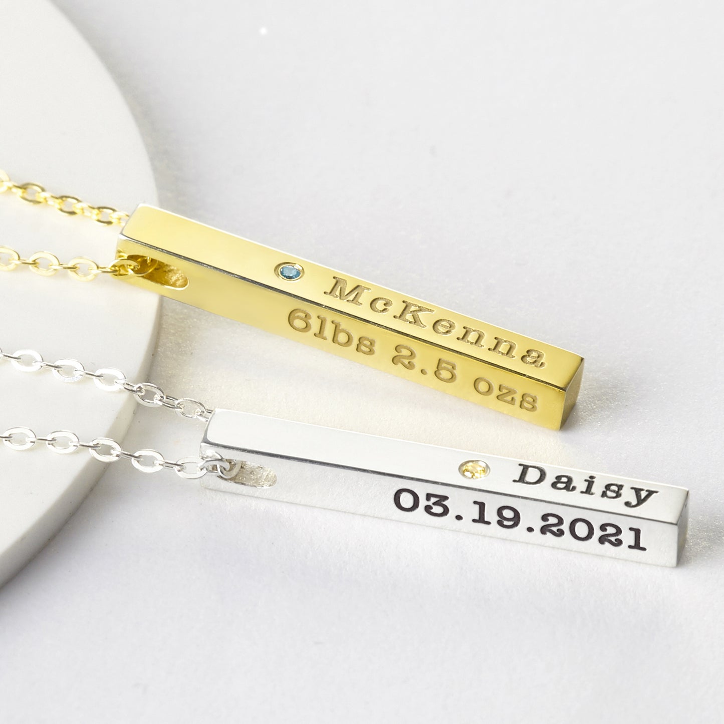 New Mom Necklace, Baby Stats Necklace With Birthstone, New Mom Gift